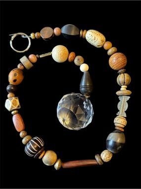 Hanging String of Natural Beads with Crystal Ball